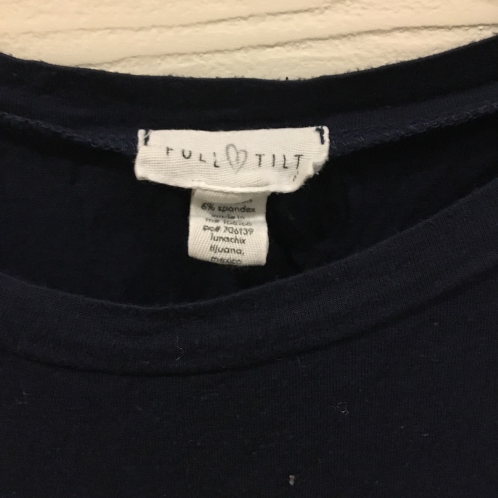 Navy blue, white-lace moon top